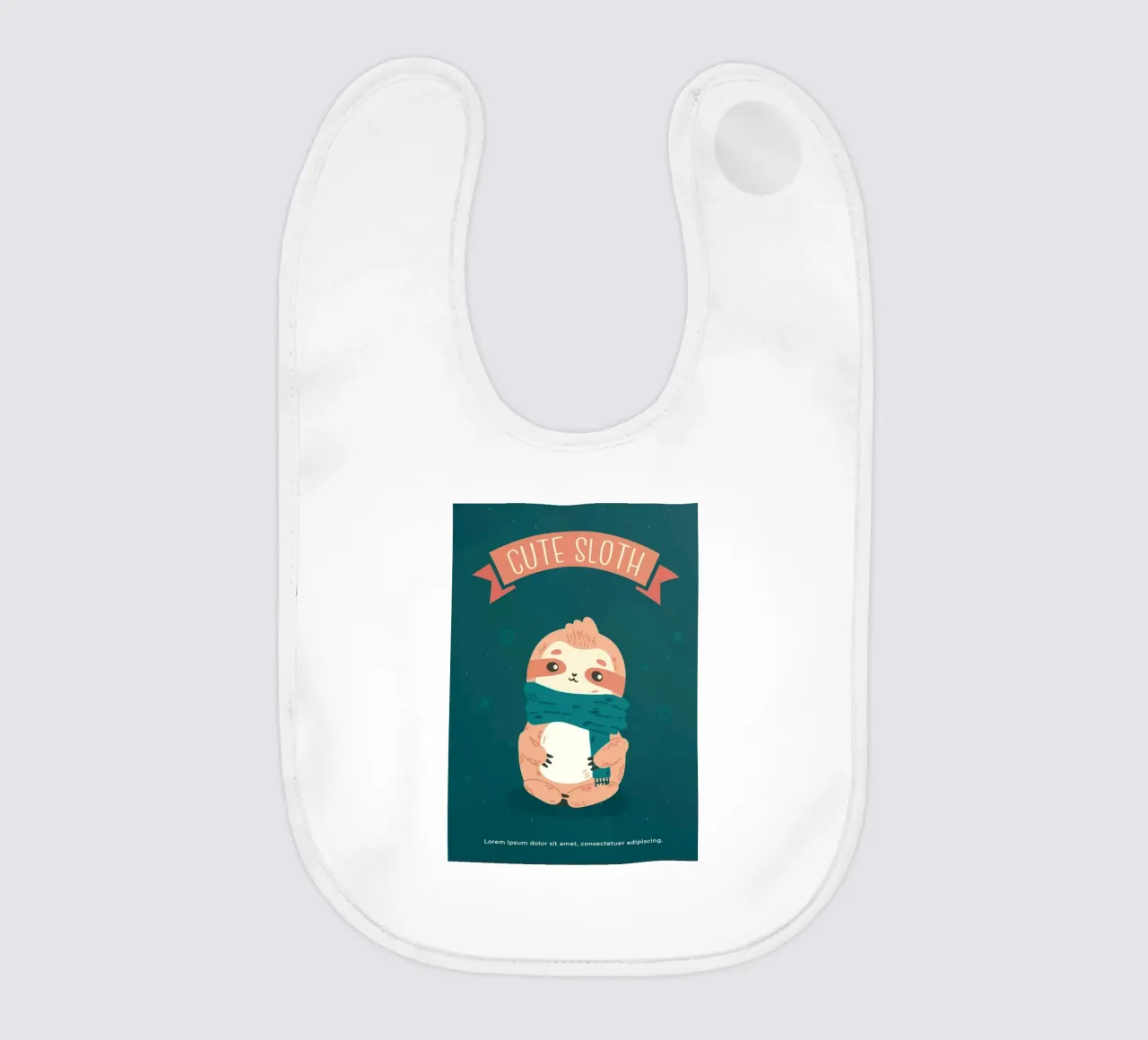 Poster di un simpatico bradipo con sciarpa bavaglino da Sebastian shop
