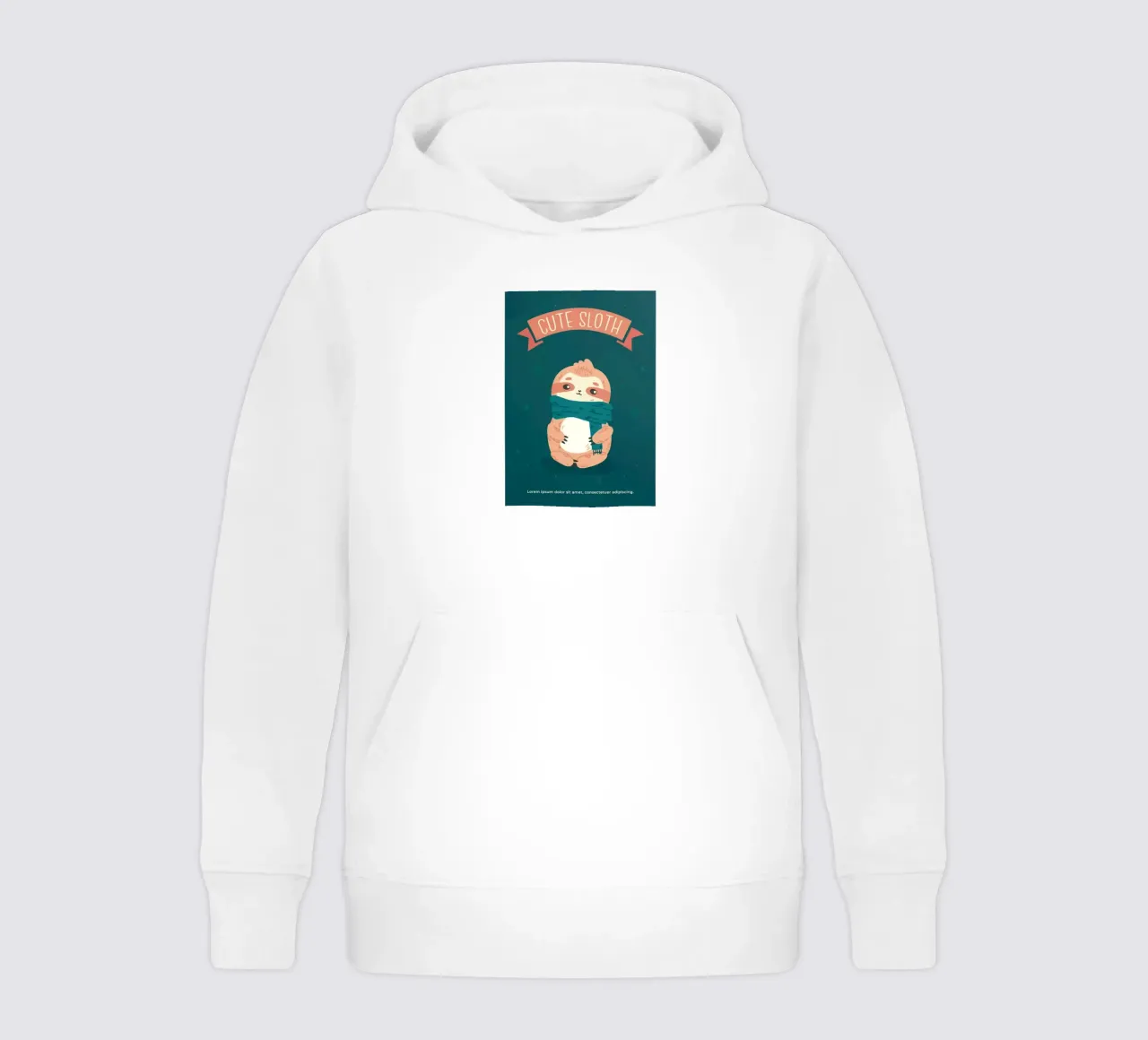 Poster di un simpatico bradipo con sciarpa felpa bambino con cappuccio da Sebastian shop