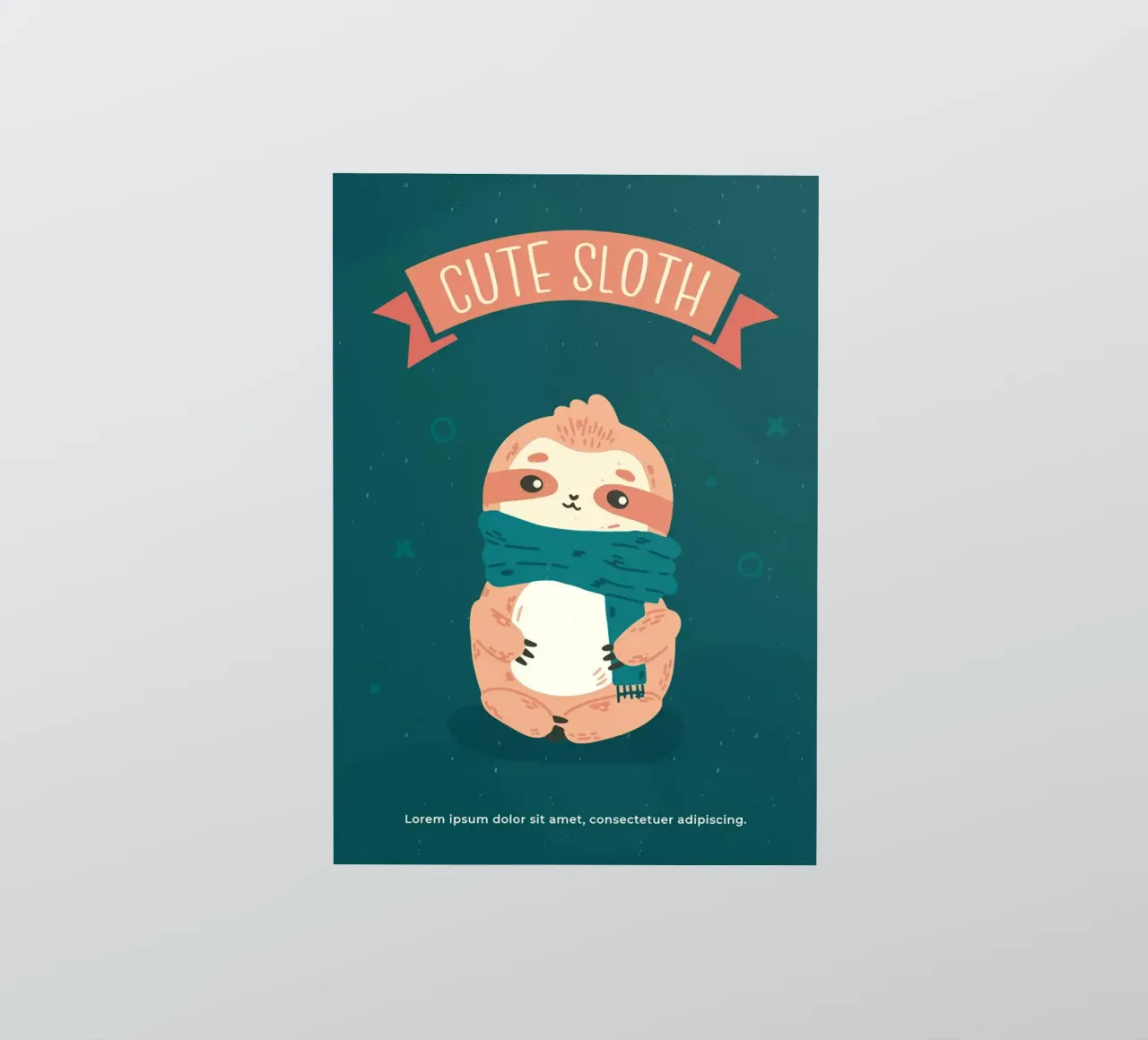 Poster d'un mignon paresseux avec une écharpe autocollant de Sebastian shop