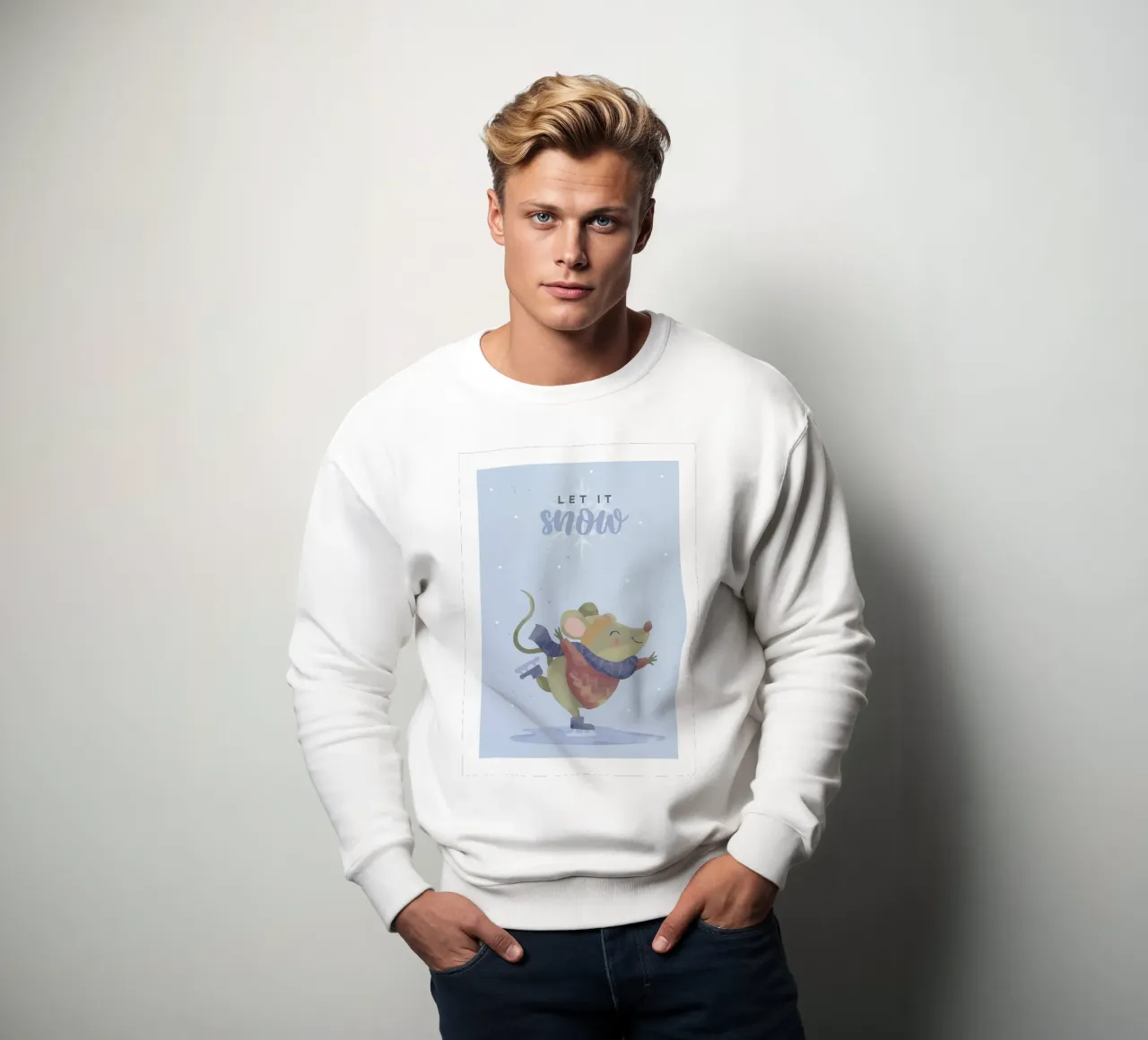 Poster con citazione del topo Let it snow felpa da Sebastian shop
