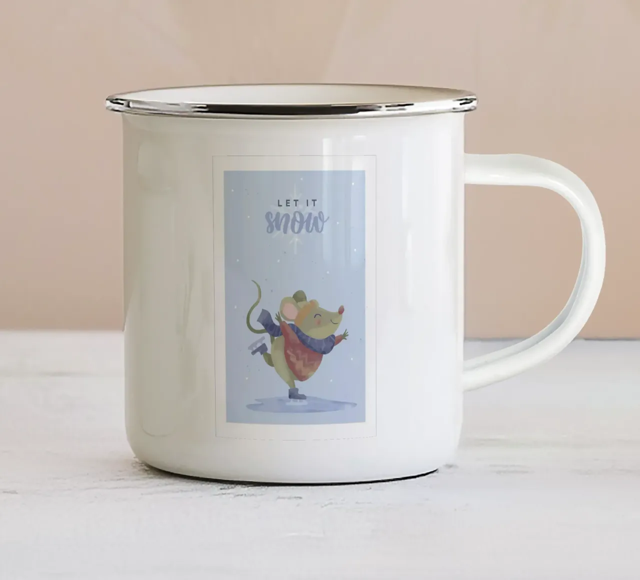 Poster con citazione del topo Let it snow tazza in smalto da Sebastian shop