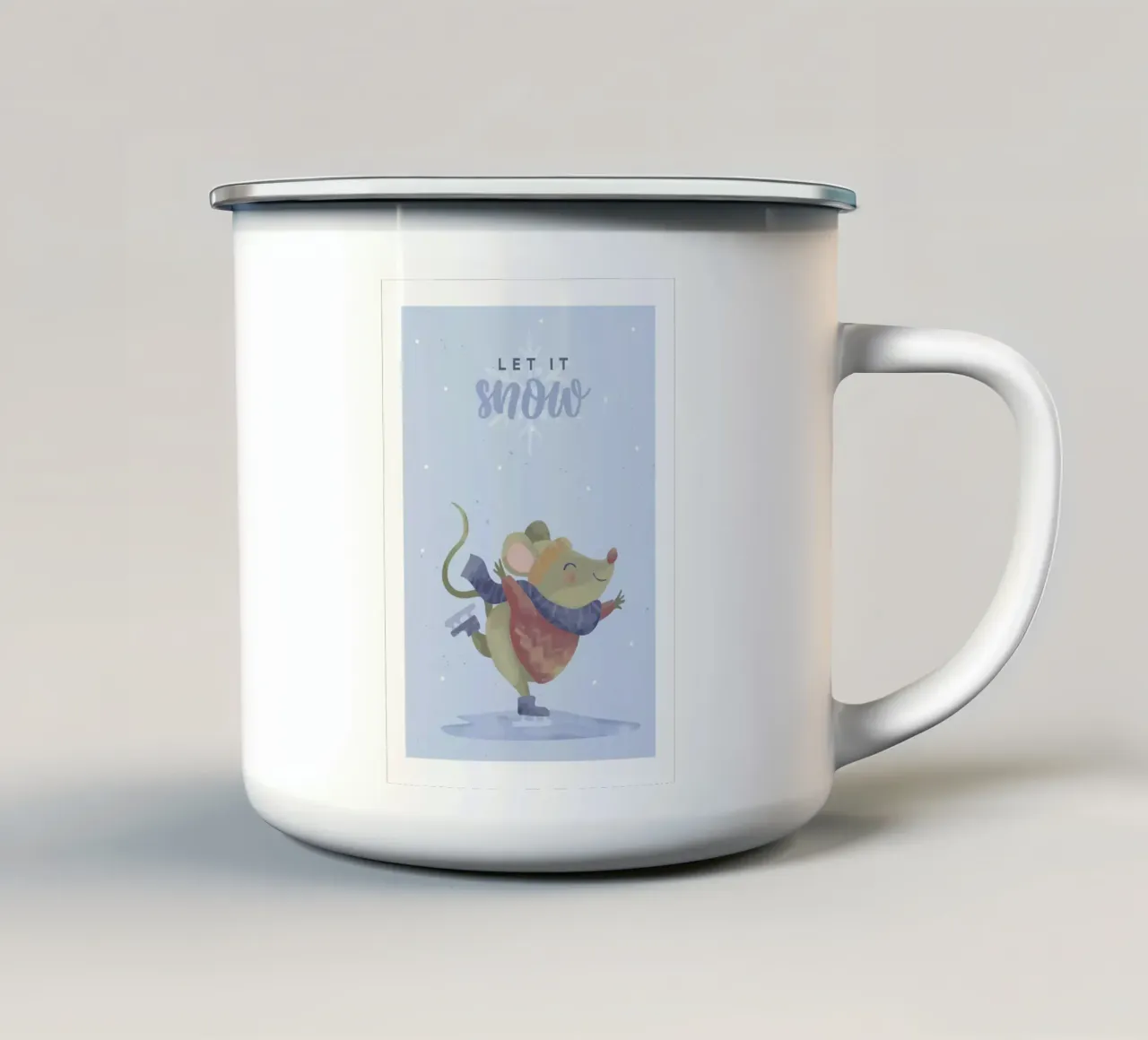 Poster con citazione del topo Let it snow tazza in smalto da Sebastian shop
