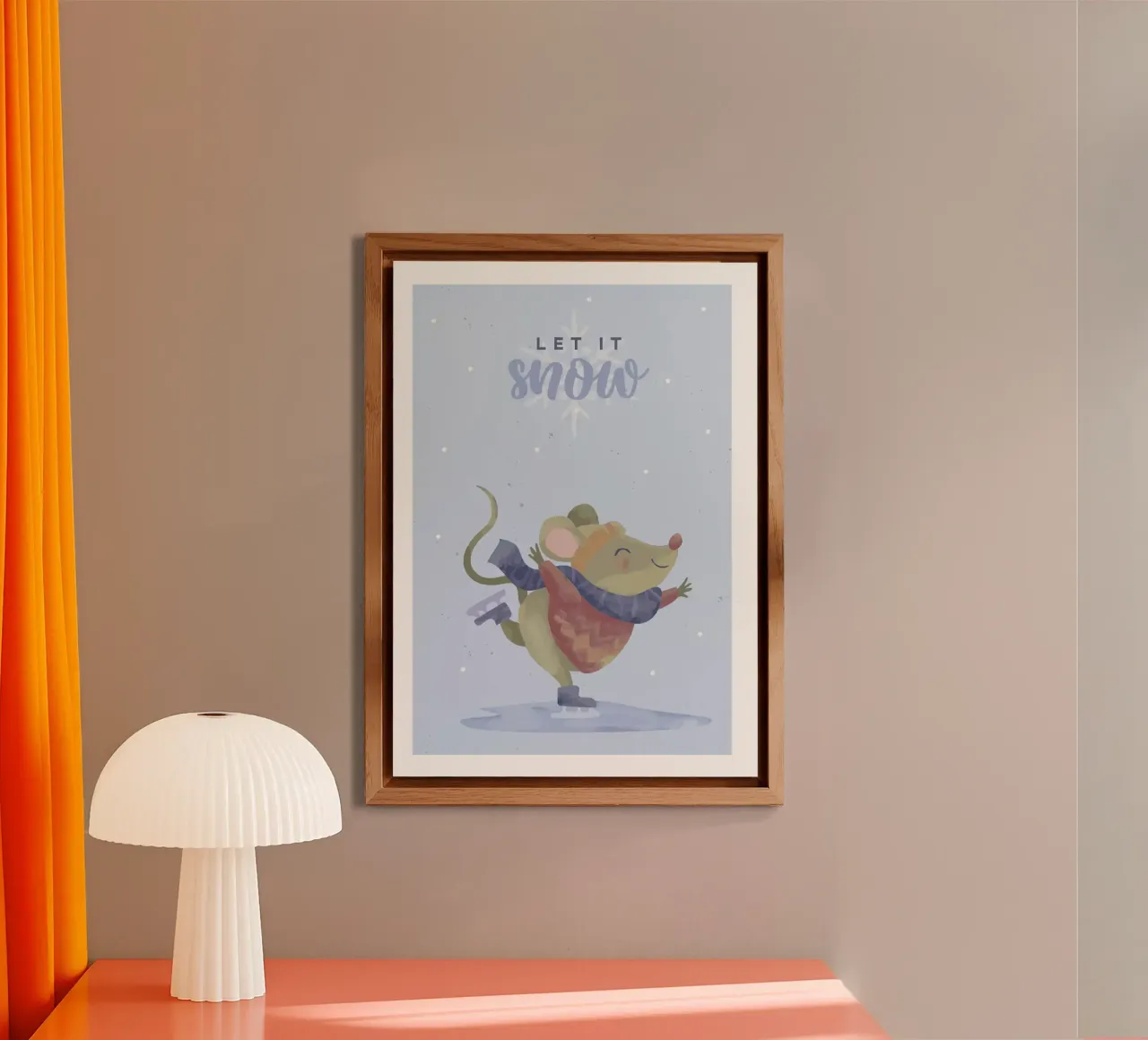 Poster con citazione del topo Let it snow alluminio dibond da Sebastian shop