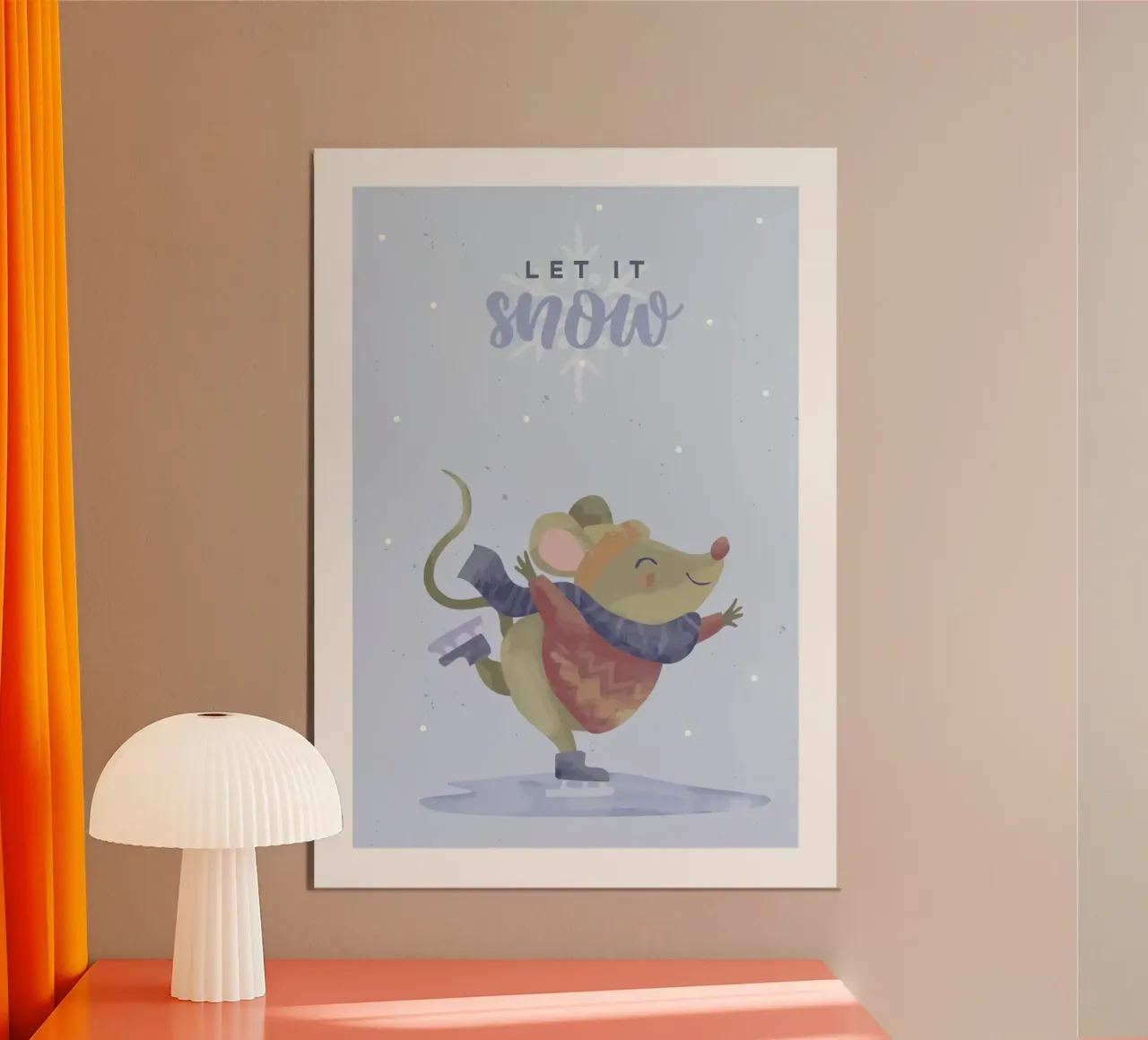 Poster con citazione del topo Let it snow carta hahnemühle da Sebastian shop