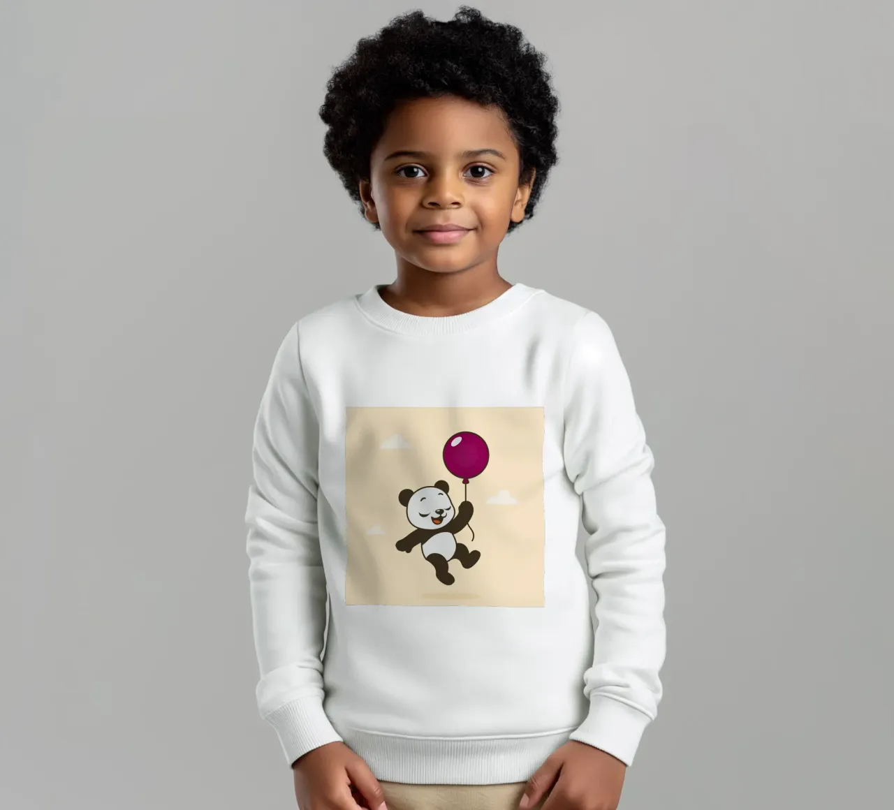 Allegro panda con palloncino felpa bambino da namosh