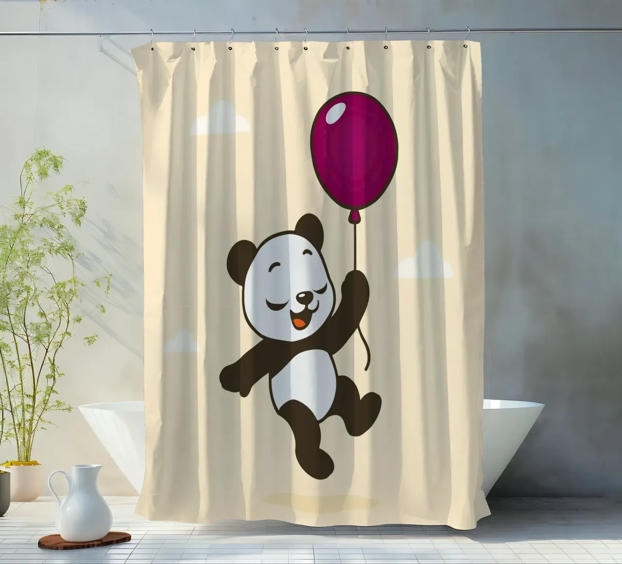 Allegro panda con palloncino tenda da doccia da namosh
