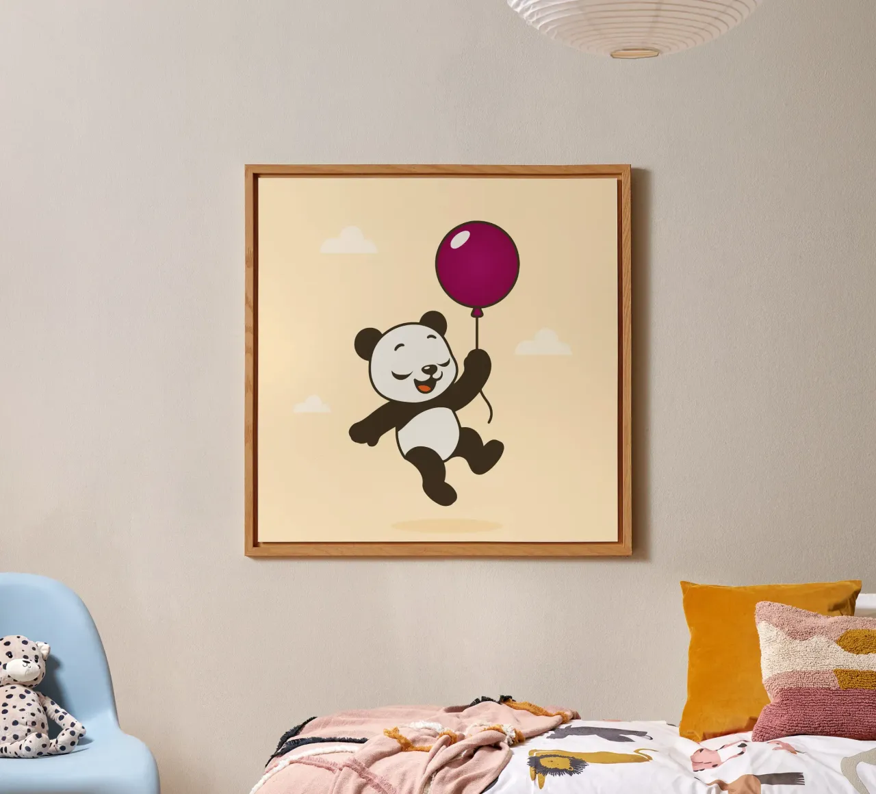Allegro panda con palloncino alluminio dibond da namosh