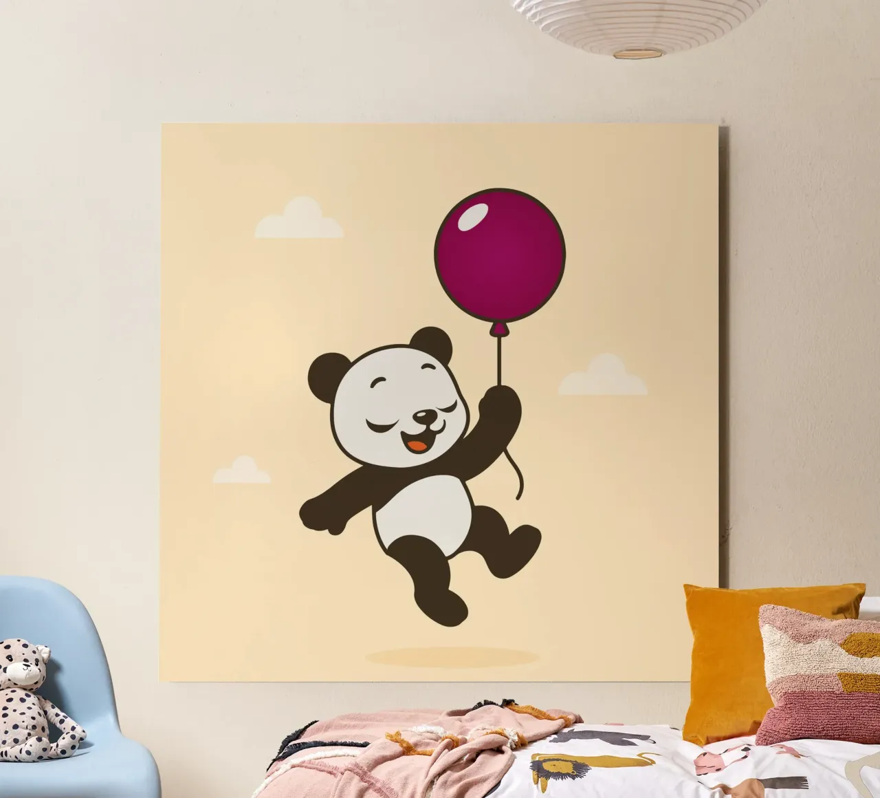 Allegro panda con palloncino alluminio dibond da namosh