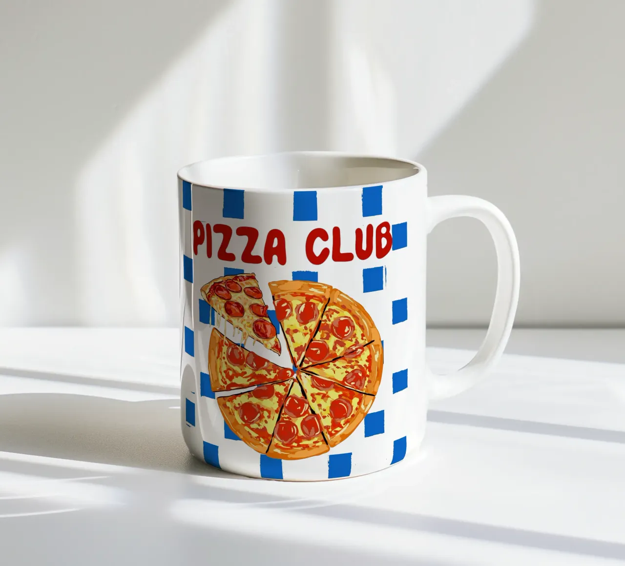 Pizza Club - Retro Cheesy Pepperoni Art ceramic mug by EDMPROJECT