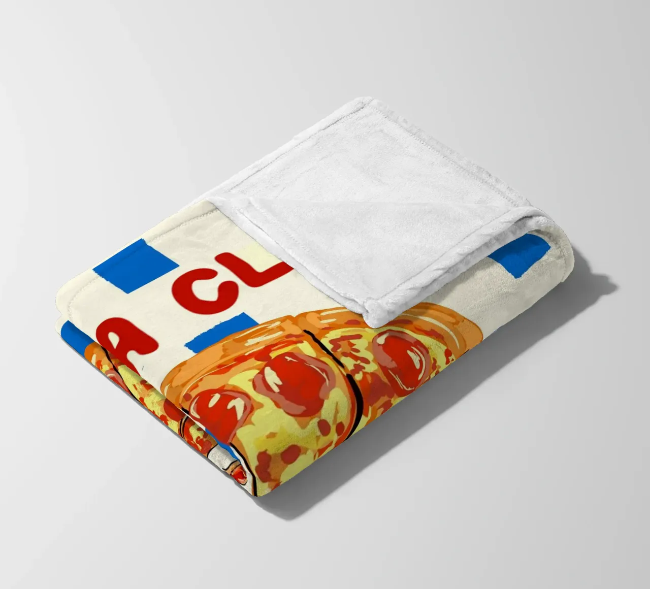Pizza Club - Retro Cheesy Pepperoni Art fleece blanket by EDMPROJECT