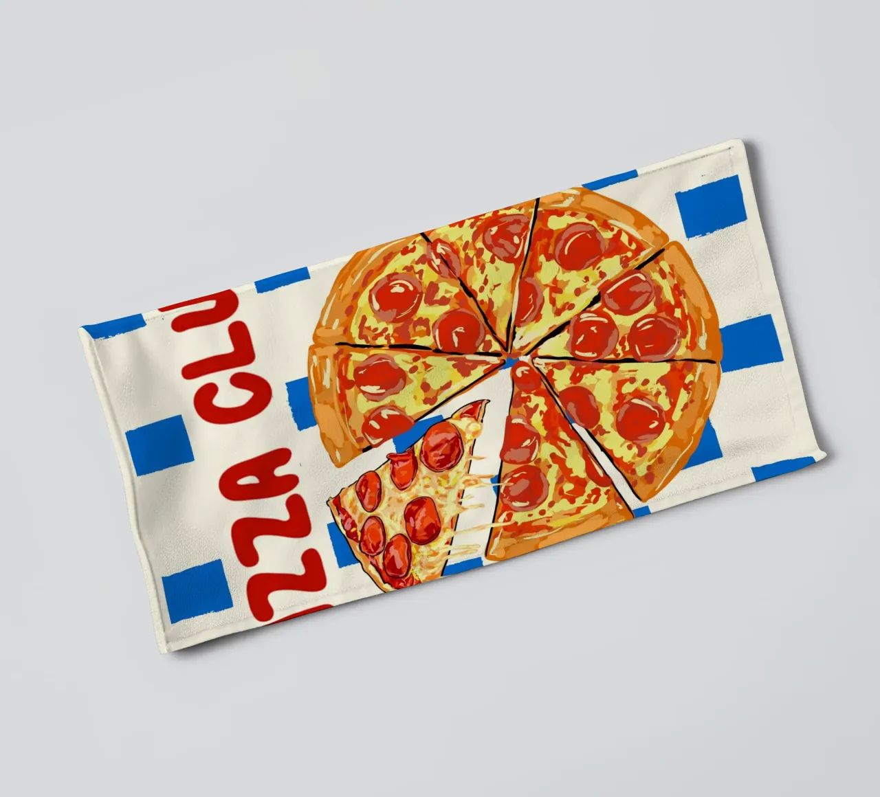 Pizza Club - Retro Cheesy Pepperoni Art towel by EDMPROJECT