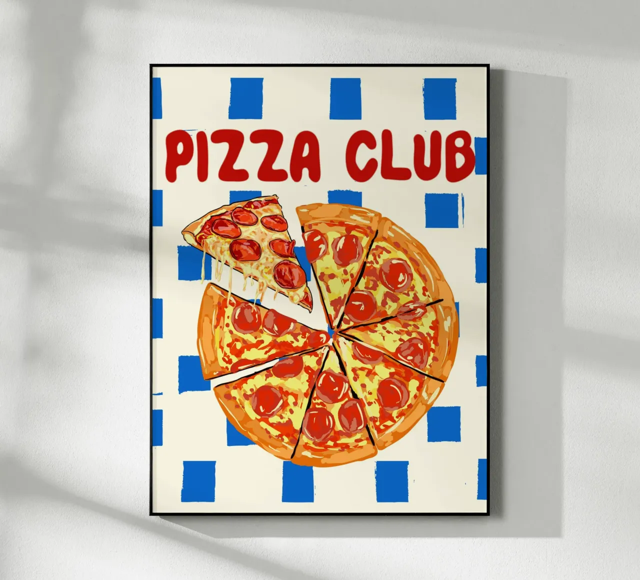 Pizza Club - Retro Cheesy Pepperoni Art acrylic glass by EDMPROJECT