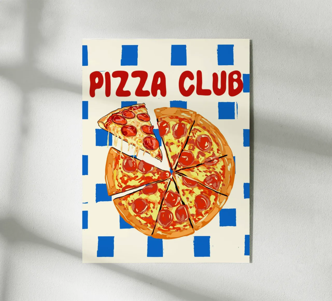 Pizza Club - Retro Cheesy Pepperoni Art acrylic glass by EDMPROJECT