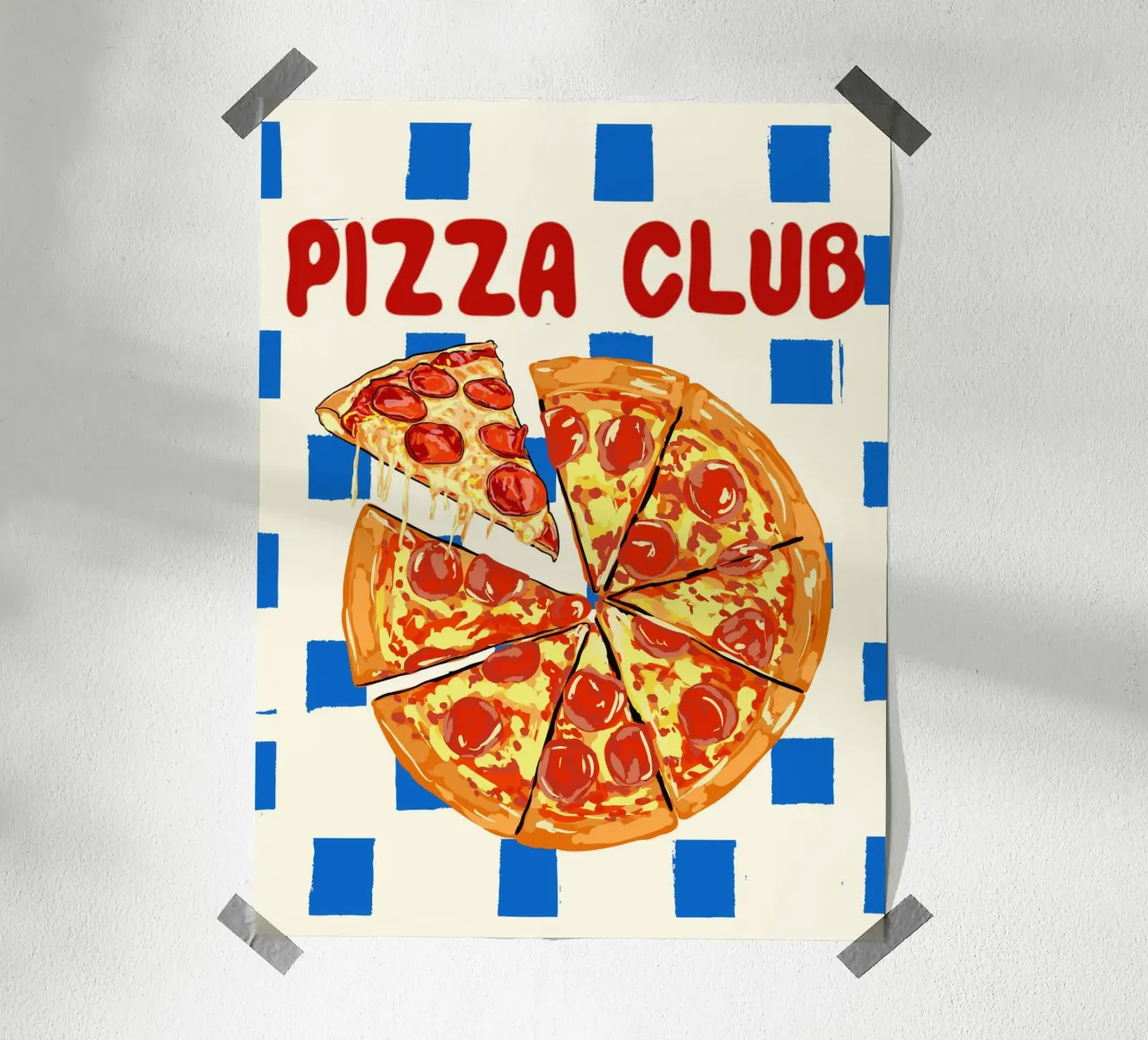 Pizza Club - Retro Cheesy Pepperoni Art hahnemühle by EDMPROJECT