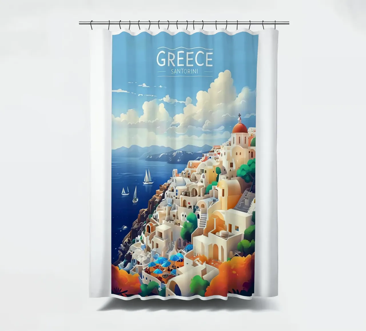 Santorini Grecia Casa tenda da doccia da Guy