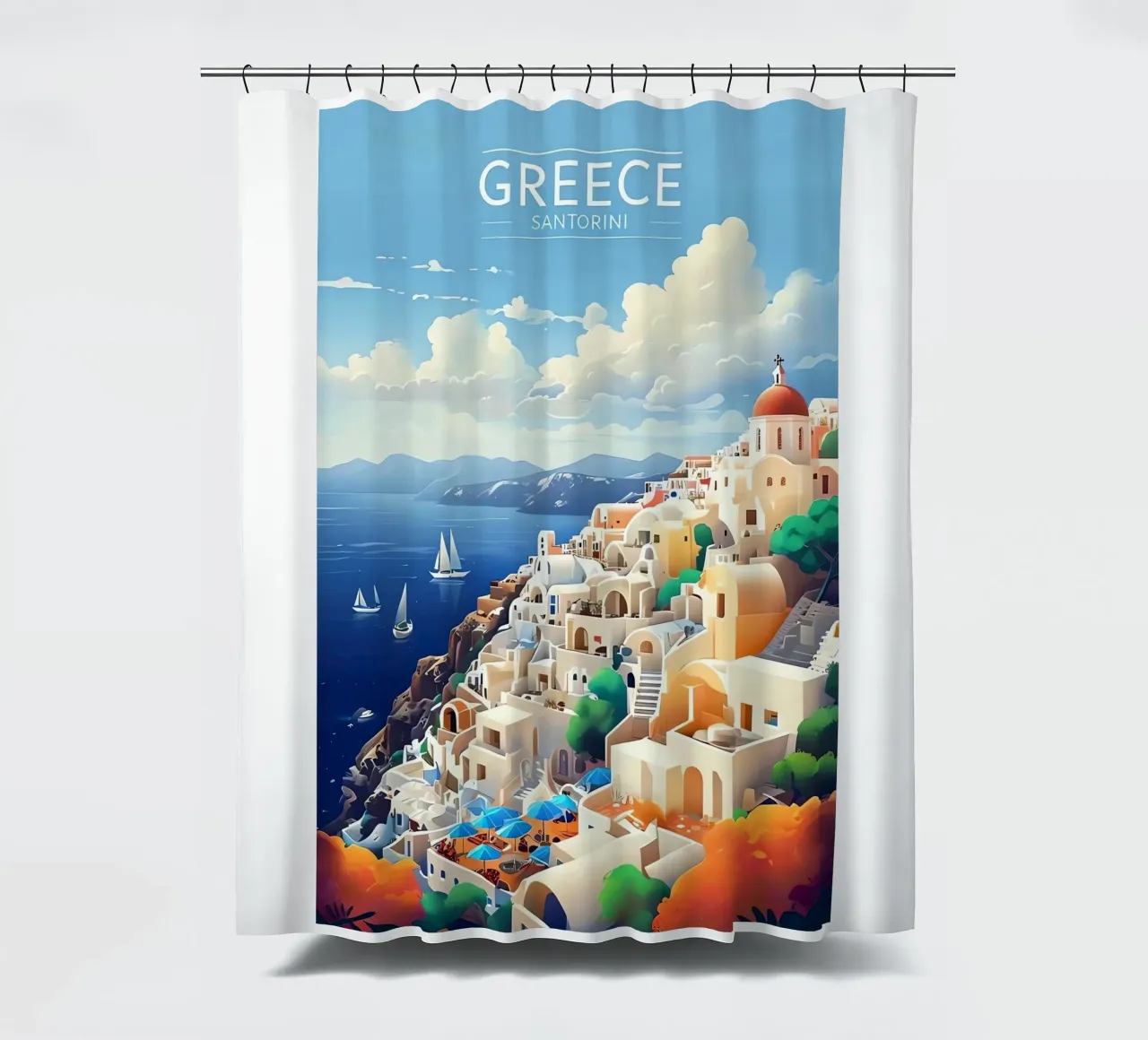 Santorini Grecia Casa tenda da doccia da Guy