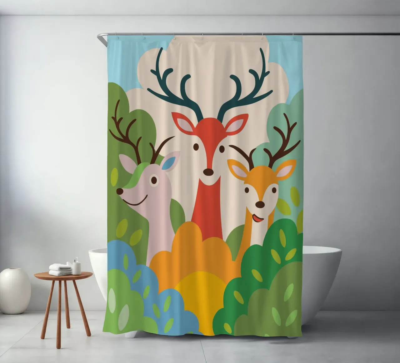 Three Deer shower curtain by CUTE ANIMALS