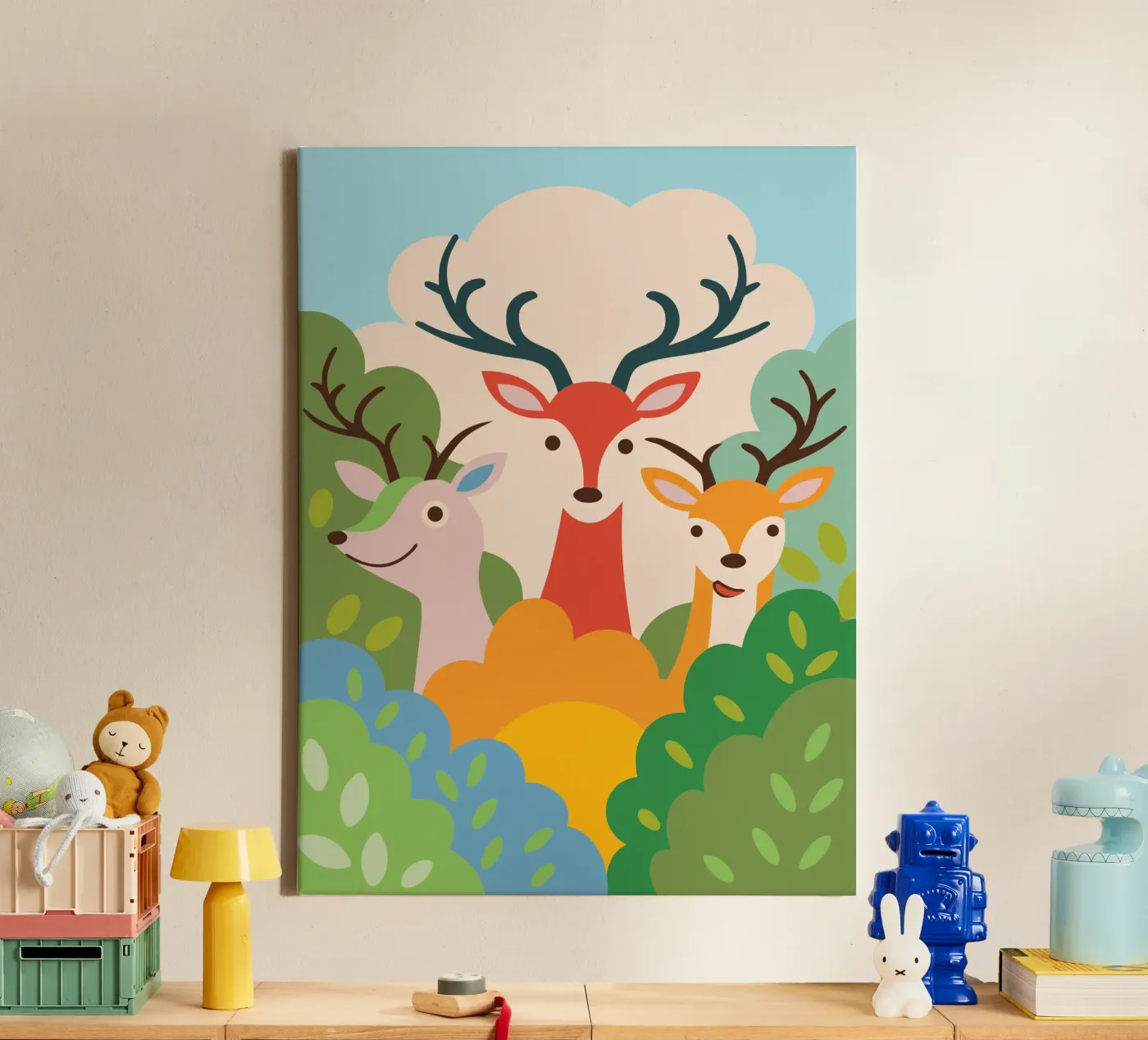 Drie herten canvas van CUTE ANIMALS