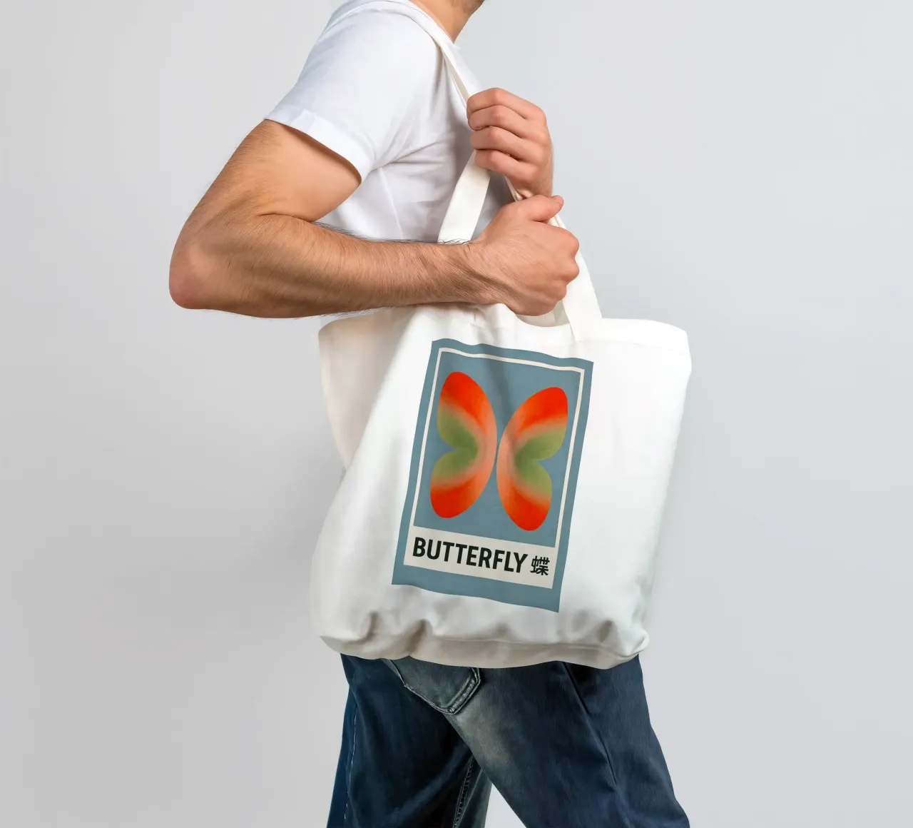 Modern Butterfly Print – Orange Green Gradient Wings tote bag by SMPLE