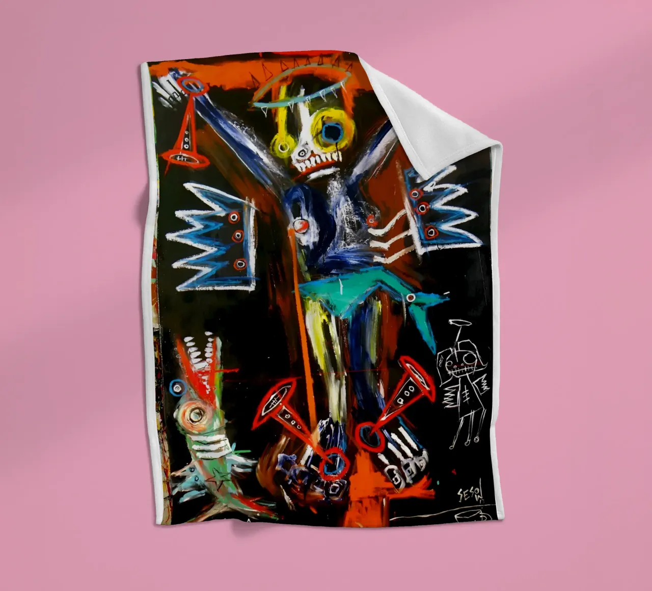 Jean Michel Basquiat - Abstract Man coperta in pile da Deepness
