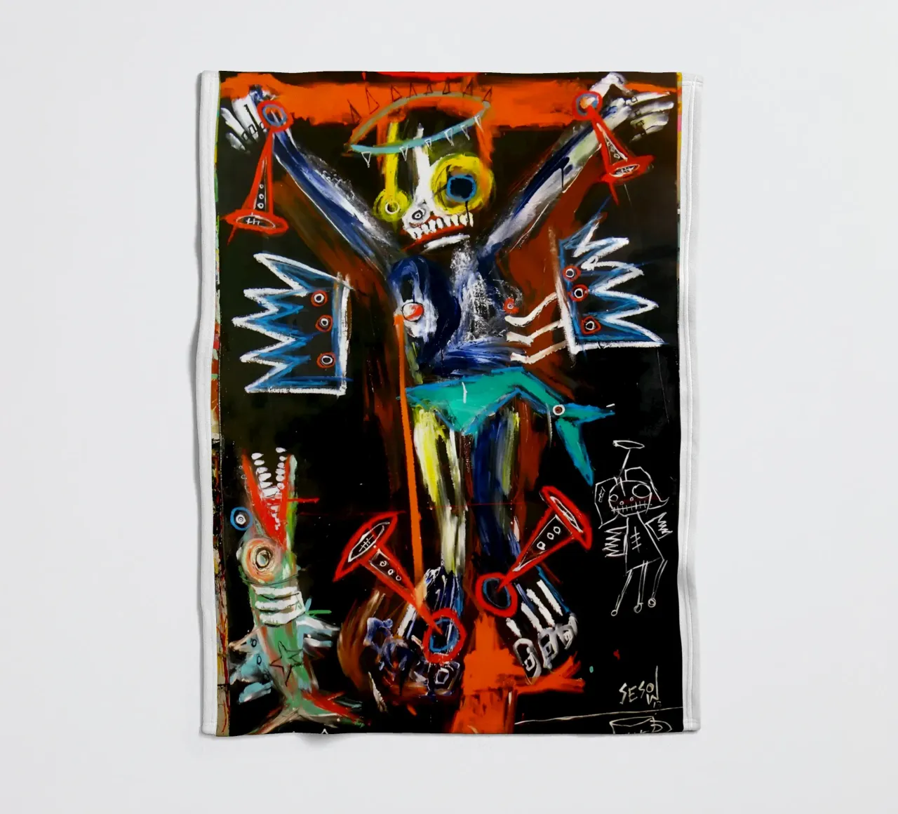 Jean Michel Basquiat - Abstract Man coperta in pile da Deepness