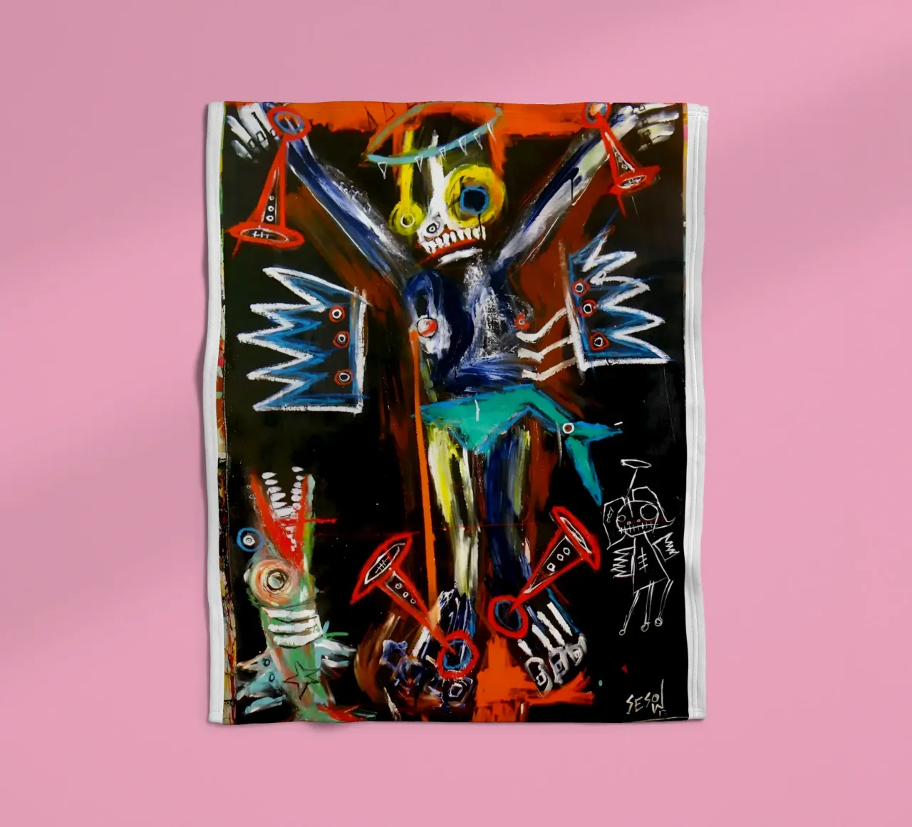 Jean Michel Basquiat - Abstract Man coperta in pile da Deepness