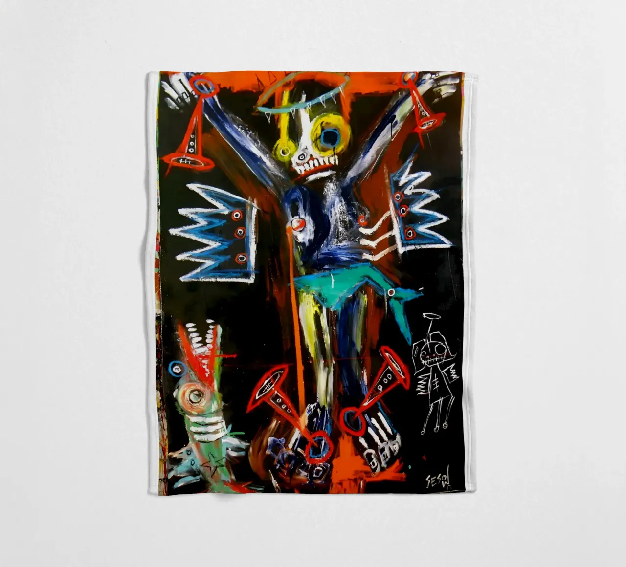 Jean Michel Basquiat - Abstract Man coperta in pile da Deepness