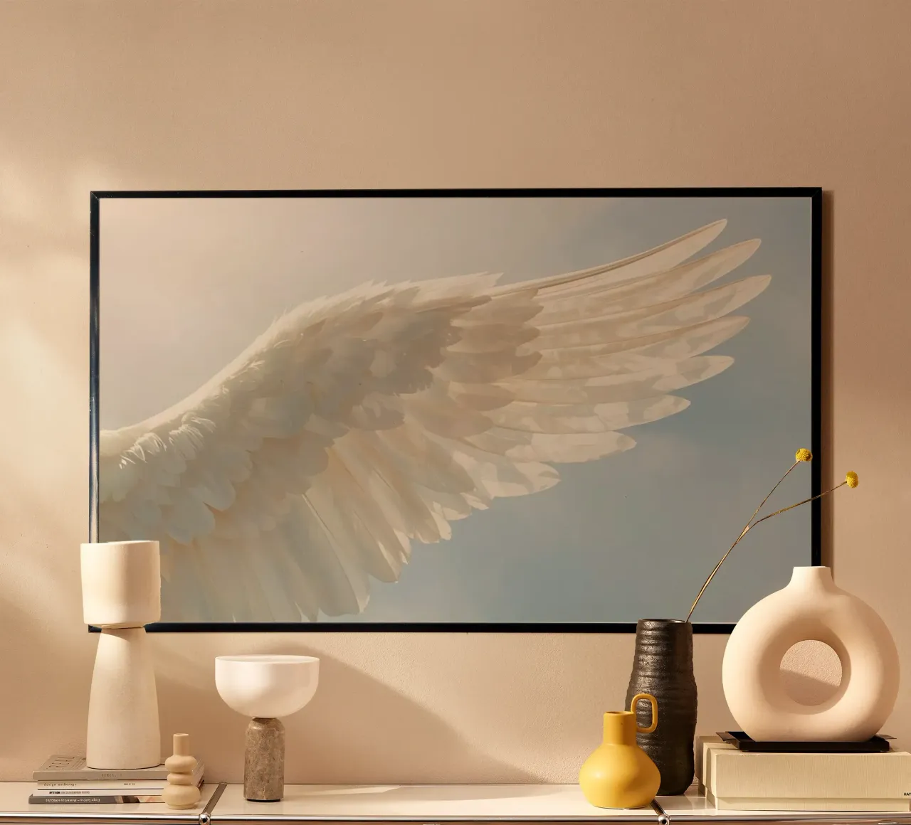 Maestose ali bianche che si allungano contro un cielo limpido carta hahnemühle da DesignDoodle