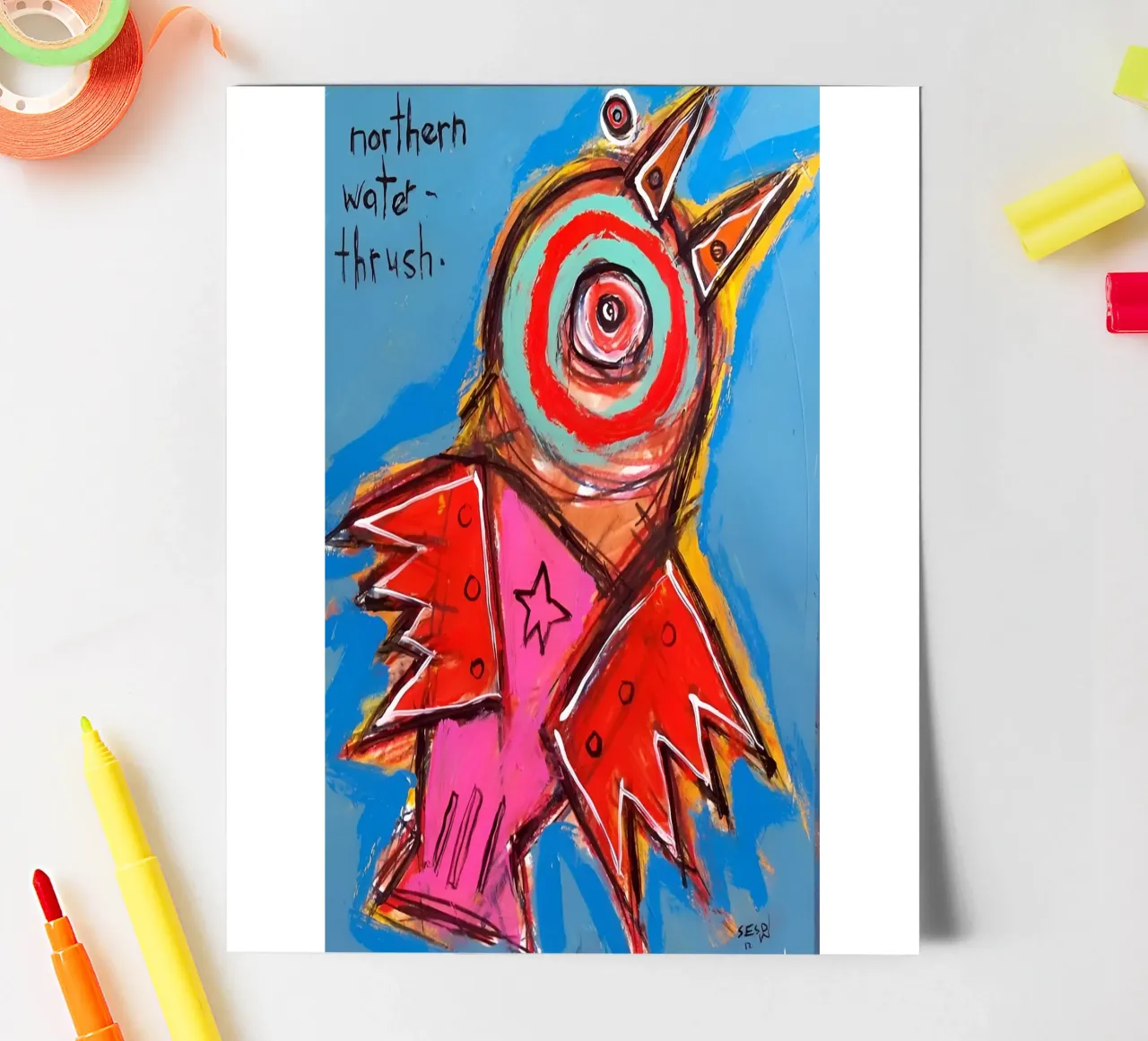 Jean Basquiat - Bird Abstract sticker sheet by Deepness