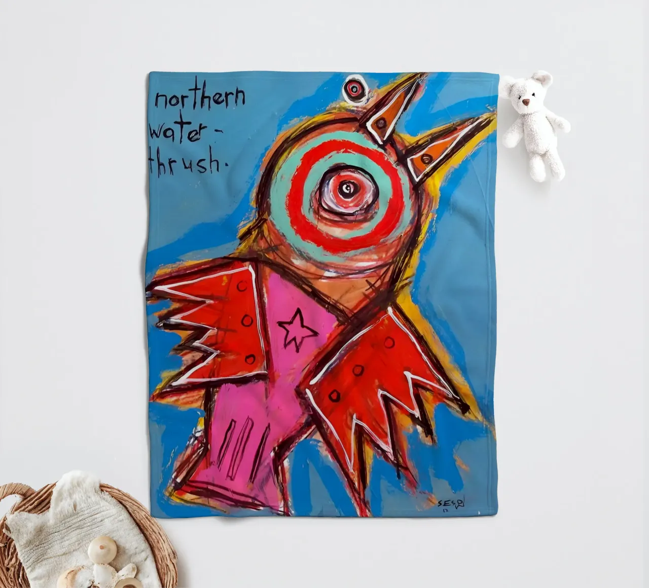 Jean Basquiat - Bird Abstract coperta in pile da Deepness