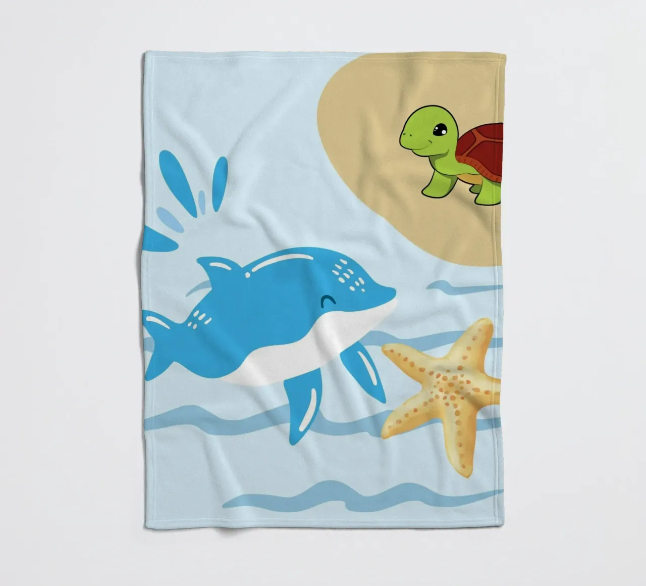 ocean creatures fleece blanket by Creaton