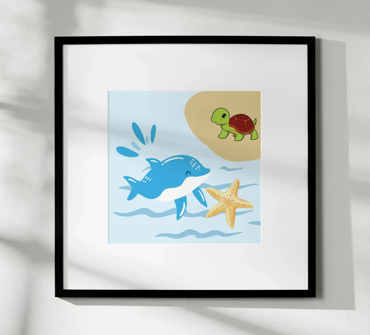 ocean creatures poster con telaio in legno da Creaton