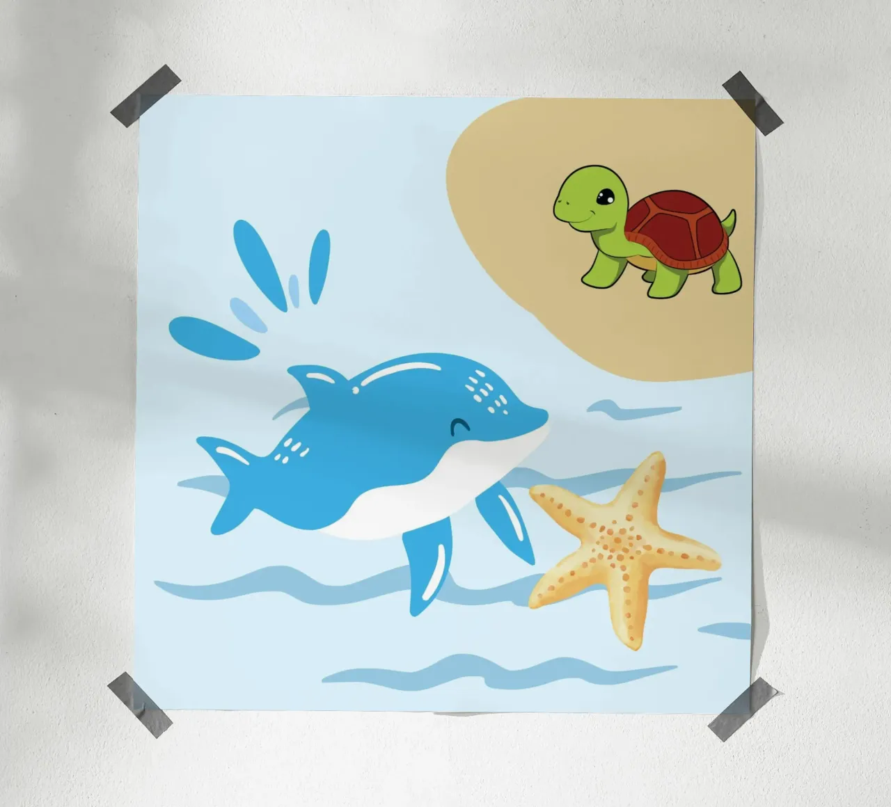 ocean creatures poster con telaio in legno da Creaton