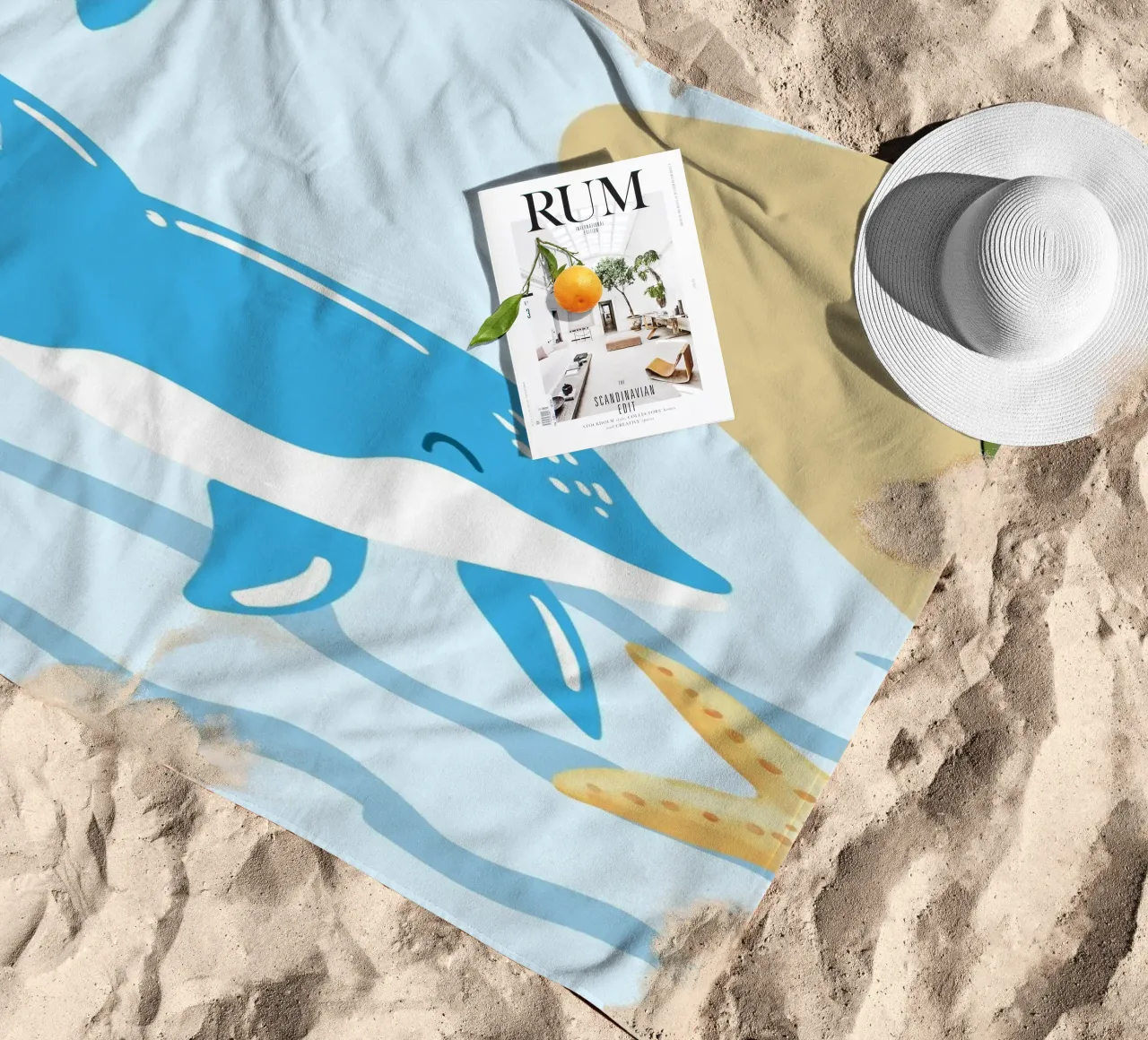 ocean creatures beach towel by Creaton
