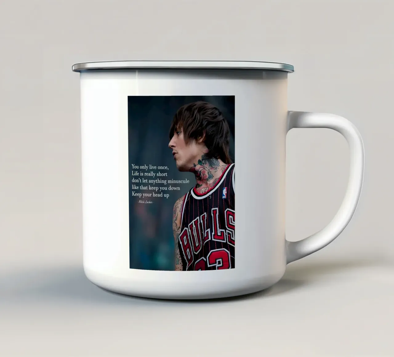 Mitch Lucker Suicide Silence enamel mug by Musadad Shop