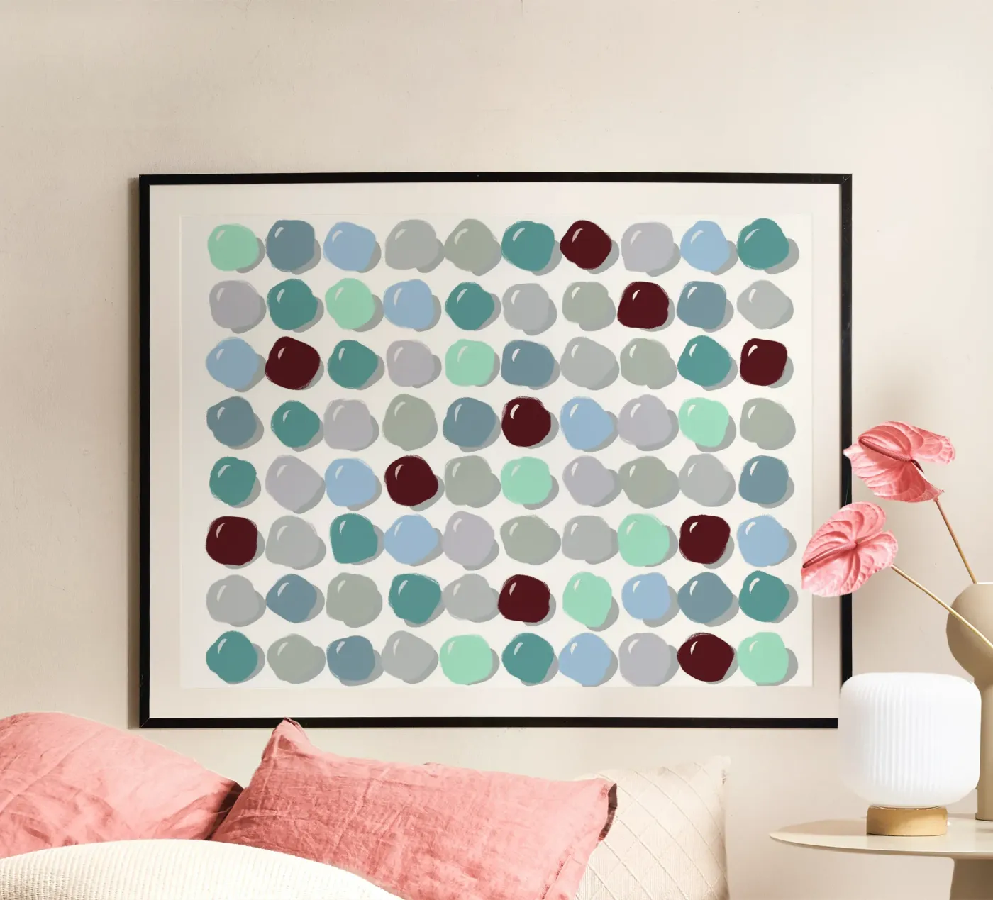 Pebbles Blue poster van Viola