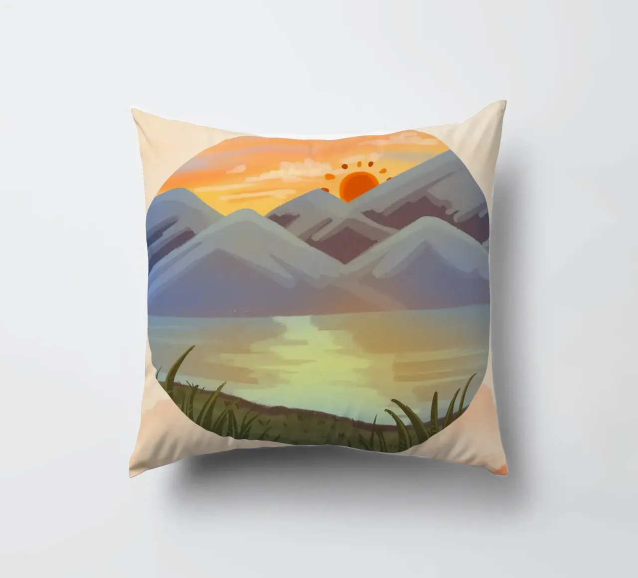 peaceful sunset decorative cushion by Creaton