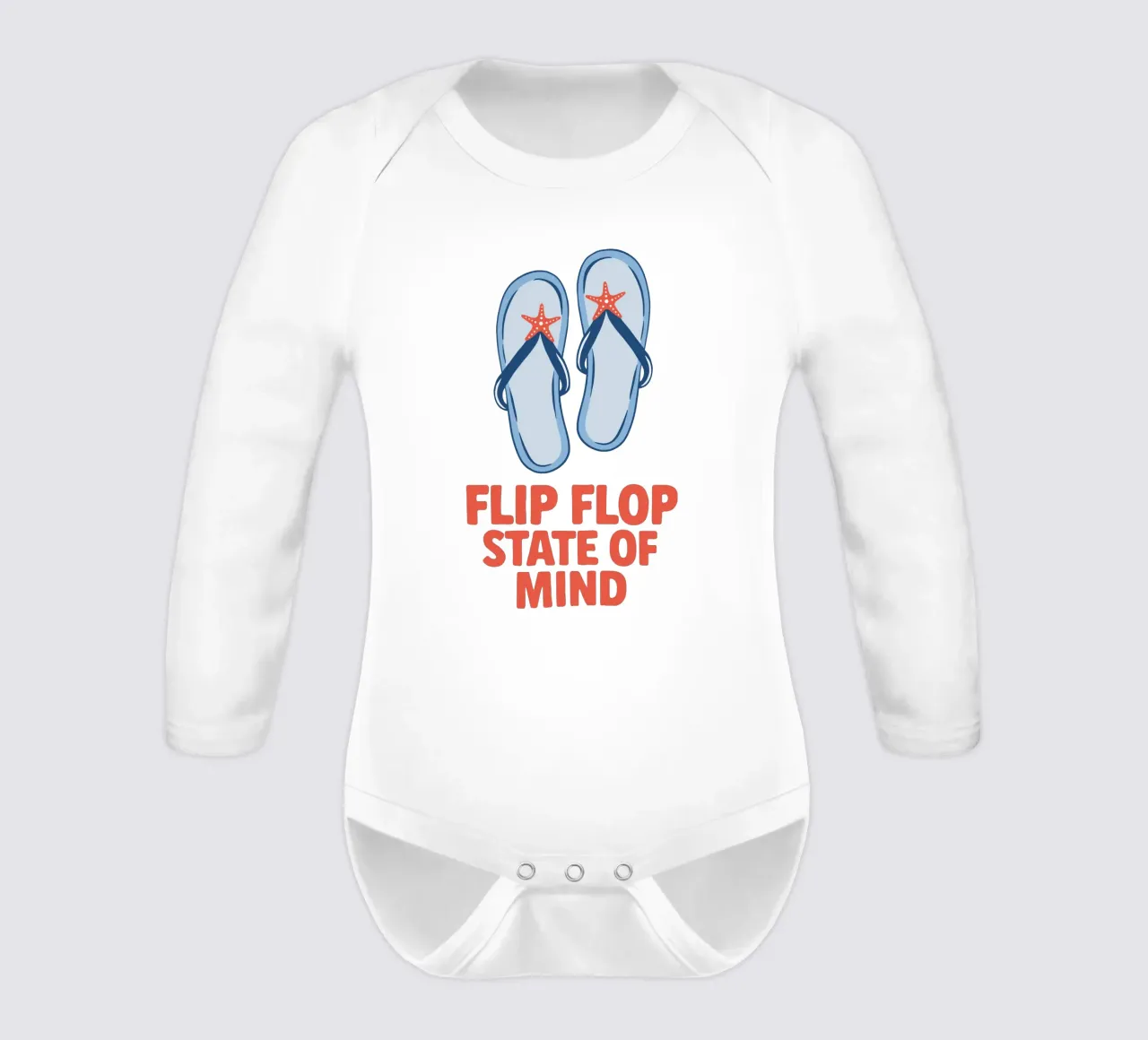 Flip flop state of mind long-sleeve baby romper by Vivdesign