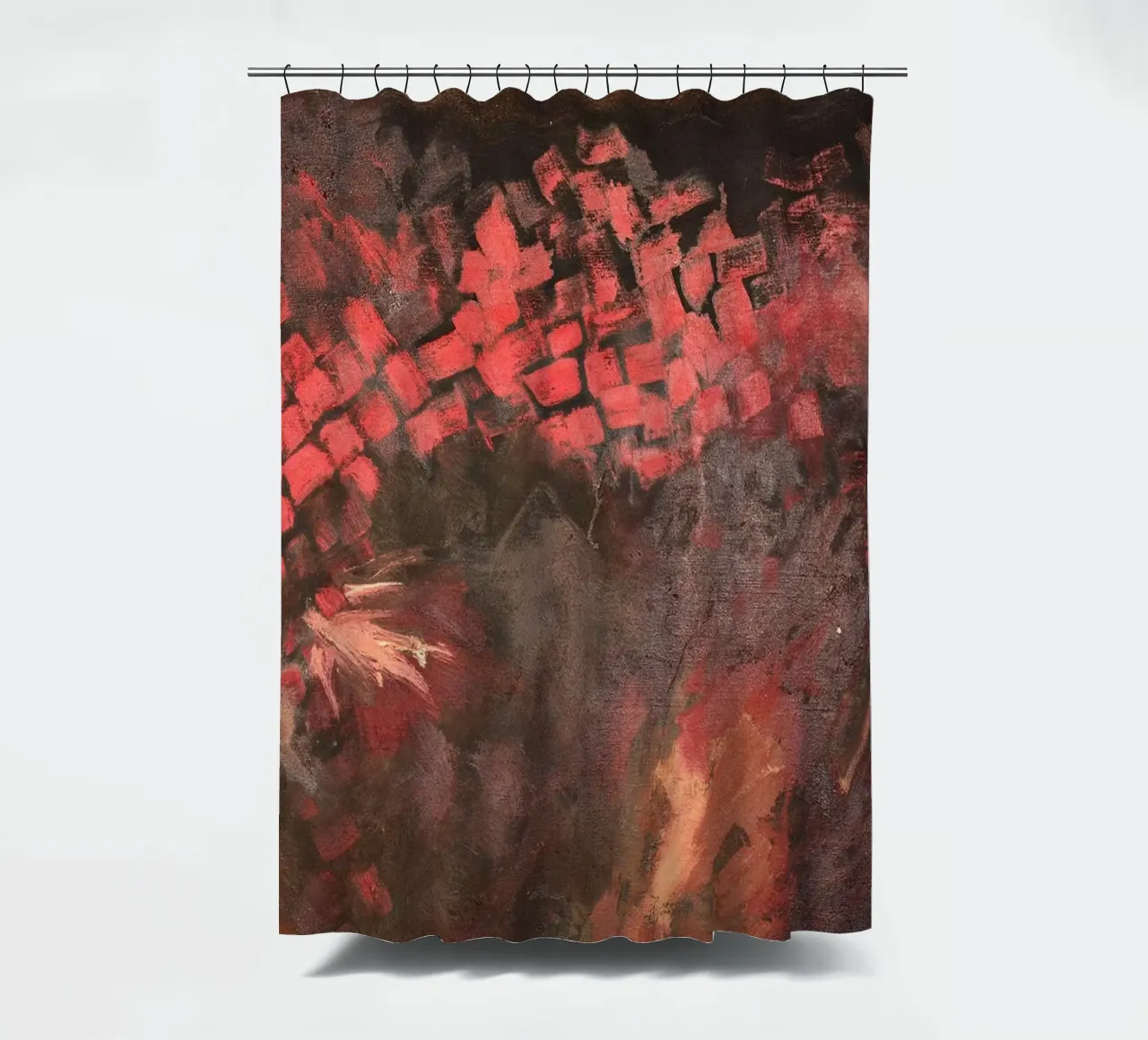 Abstract Olieverf Canvas Explosief Rood Mid douchegordijn van Collins Shop