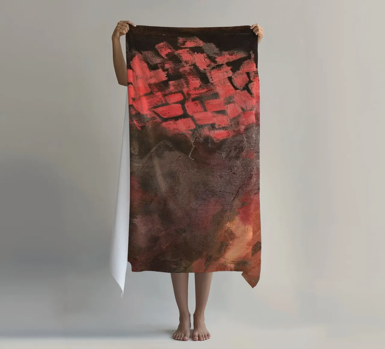 Abstract Olieverf Canvas Explosief Rood Mid strandhanddoek van Collins Shop