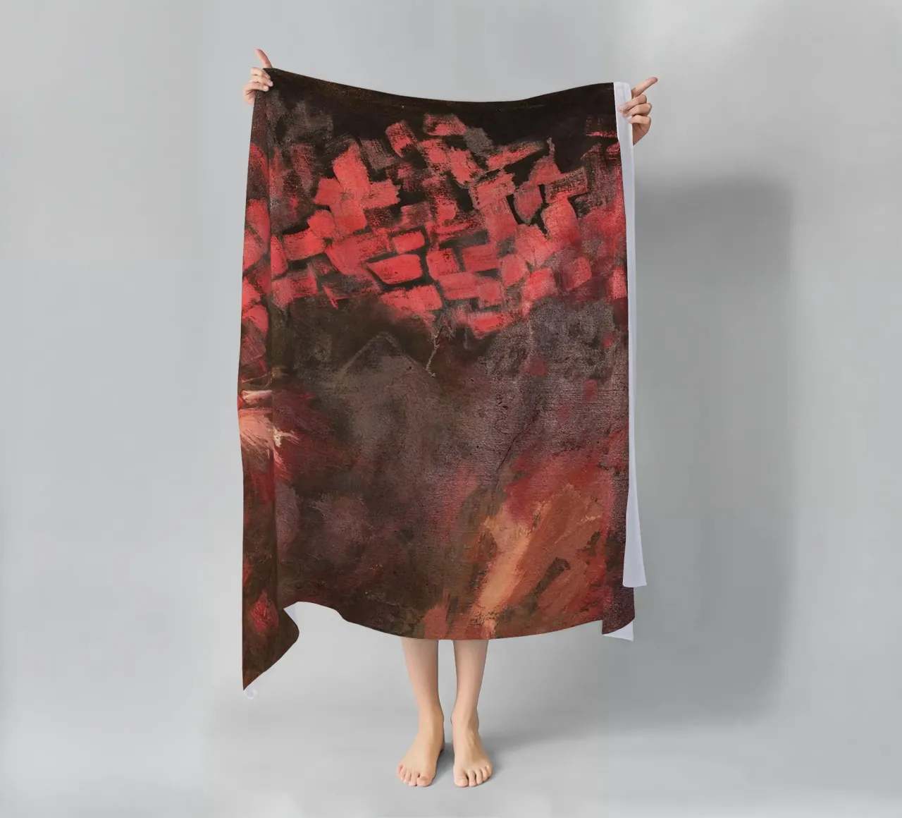Abstract Olieverf Canvas Explosief Rood Mid strandhanddoek van Collins Shop