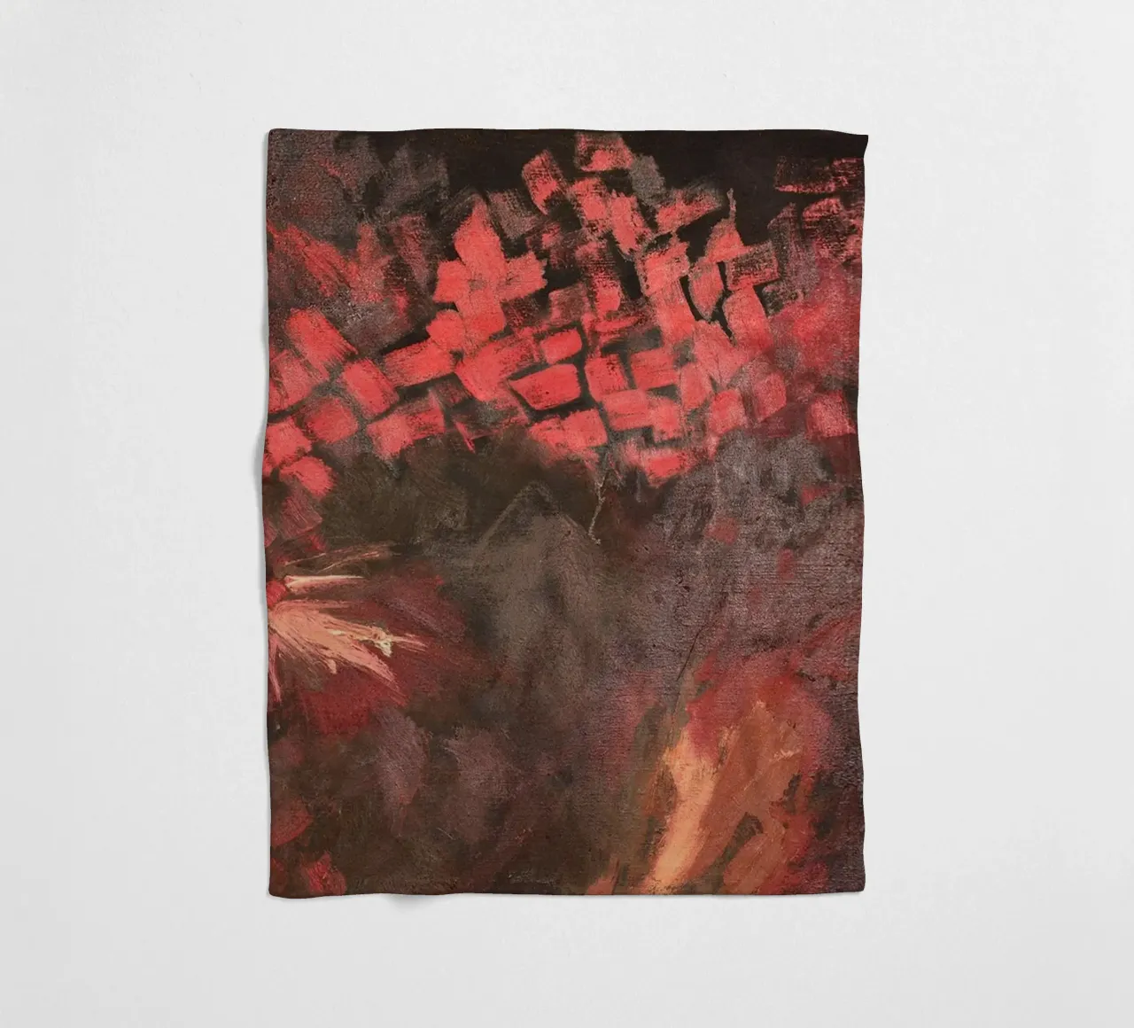 Abstract Olieverf Canvas Explosief Rood Mid fleecedeken van Collins Shop