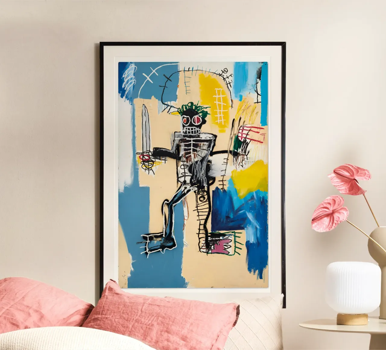 Michel Basquiat - American artist poster met houten frame van Tara Bergener