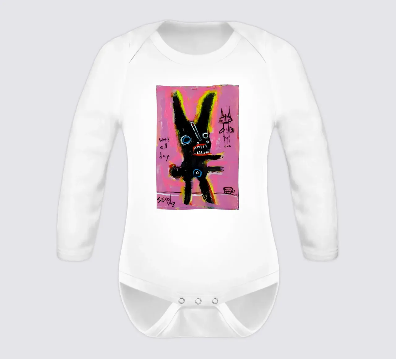 michel basquiat - abstract long-sleeve baby romper by Tara Bergener