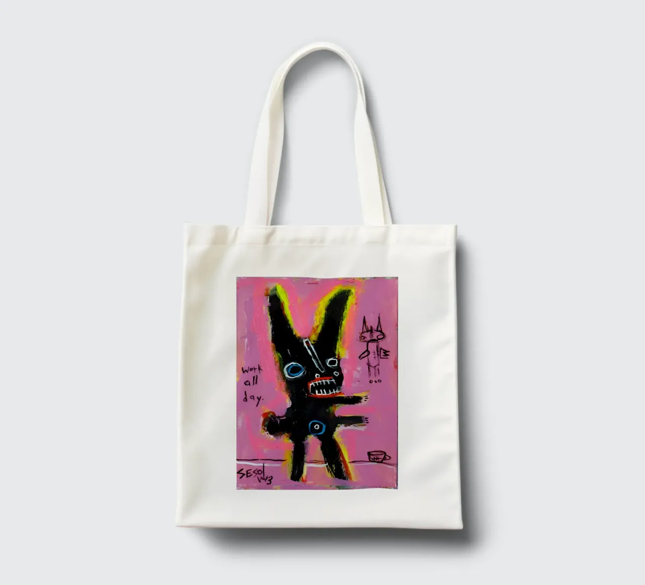 michel basquiat - abstract borsa in juta da Tara Bergener