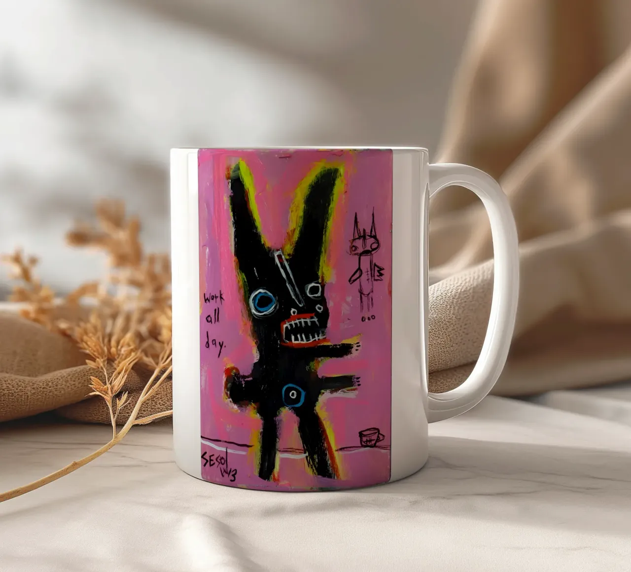 michel basquiat - abstract tazza in ceramica da Tara Bergener