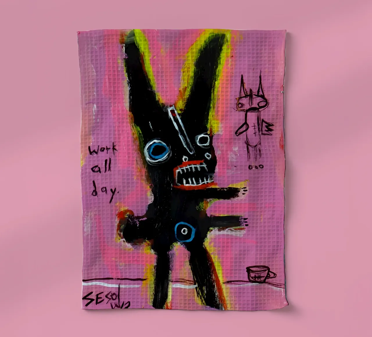michel basquiat - abstract canovaccio da cucina da Tara Bergener