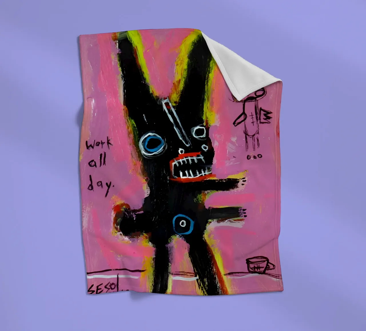michel basquiat - abstract coperta in pile da Tara Bergener