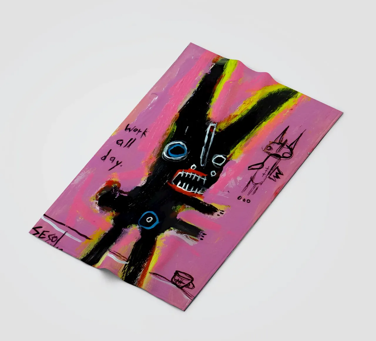 michel basquiat - abstract coperta in pile da Tara Bergener