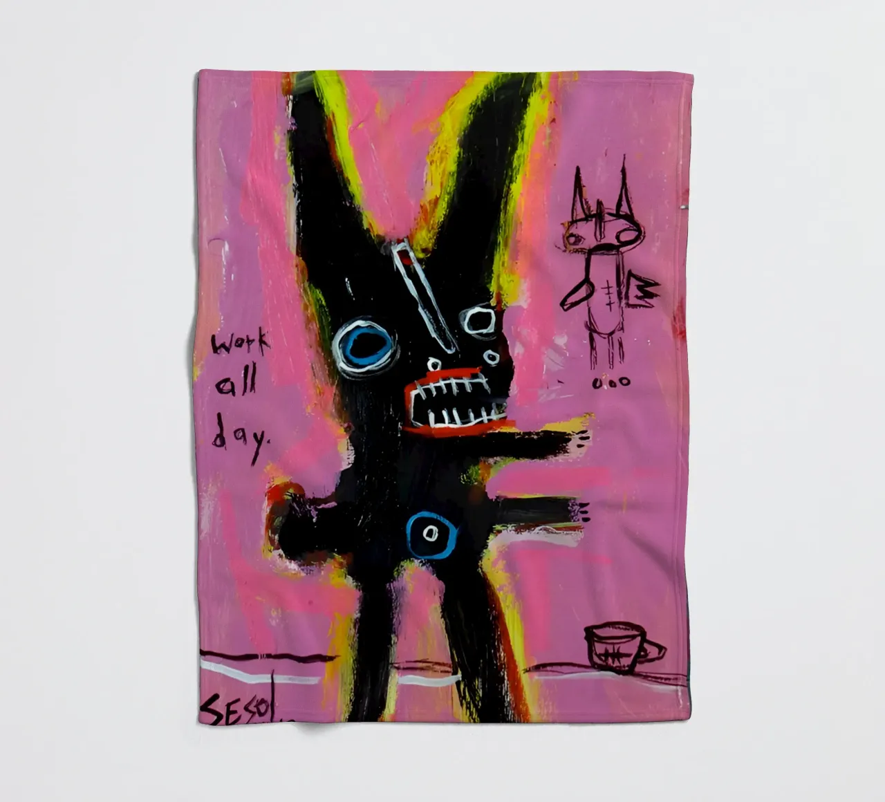 michel basquiat - abstract coperta in pile da Tara Bergener